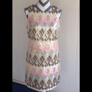 Vince Camuto Geometric Metallic Sheath Dress SZ 10
